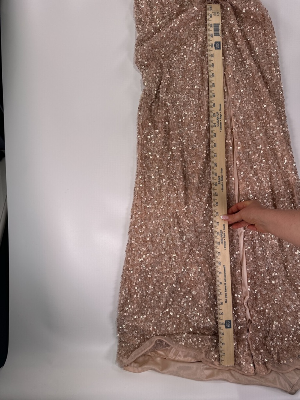 Mac Duggal Rose Gold Sequin Slit Gown 0 AS IS DEAL - Picture 15 of 15